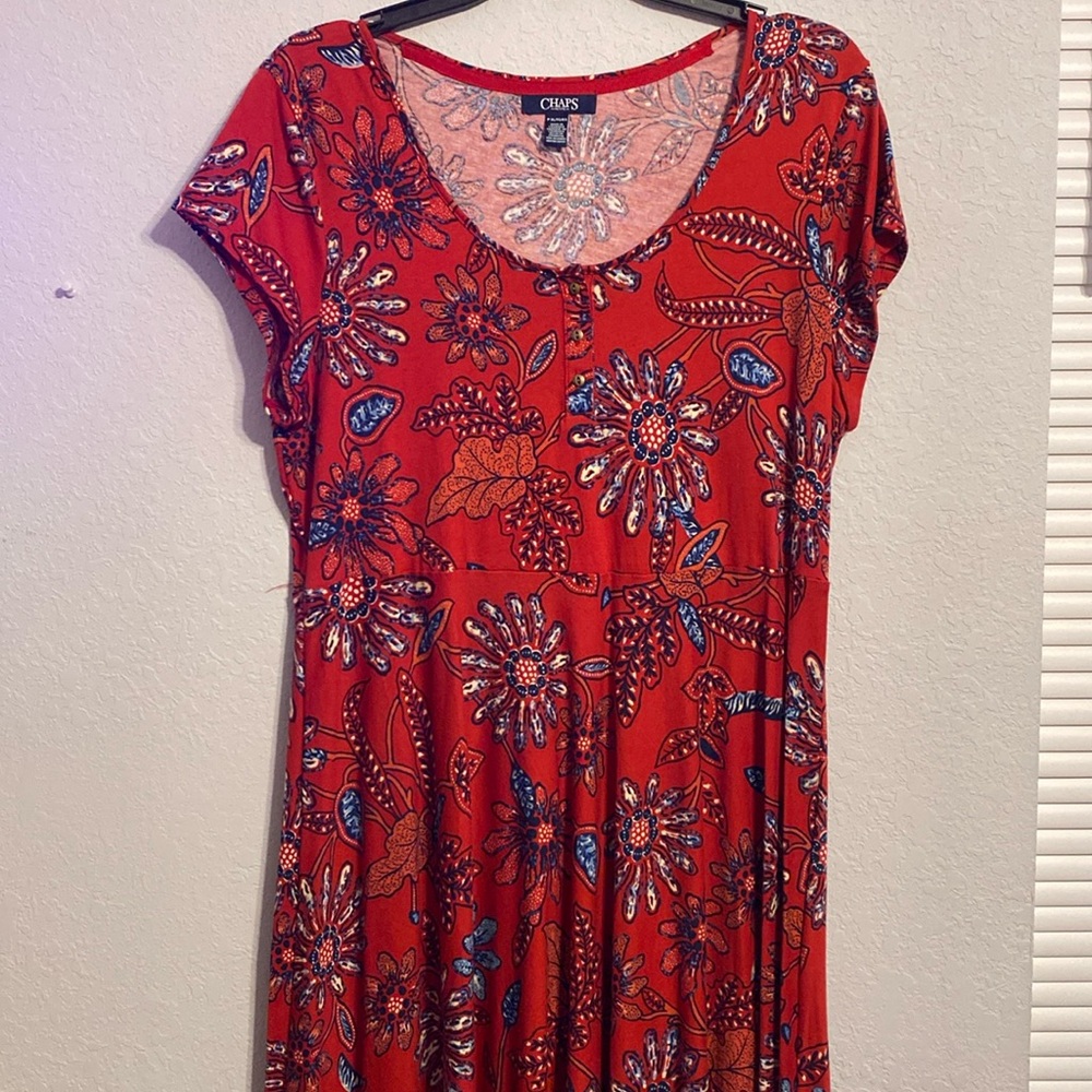 Chaps Red Long Dress